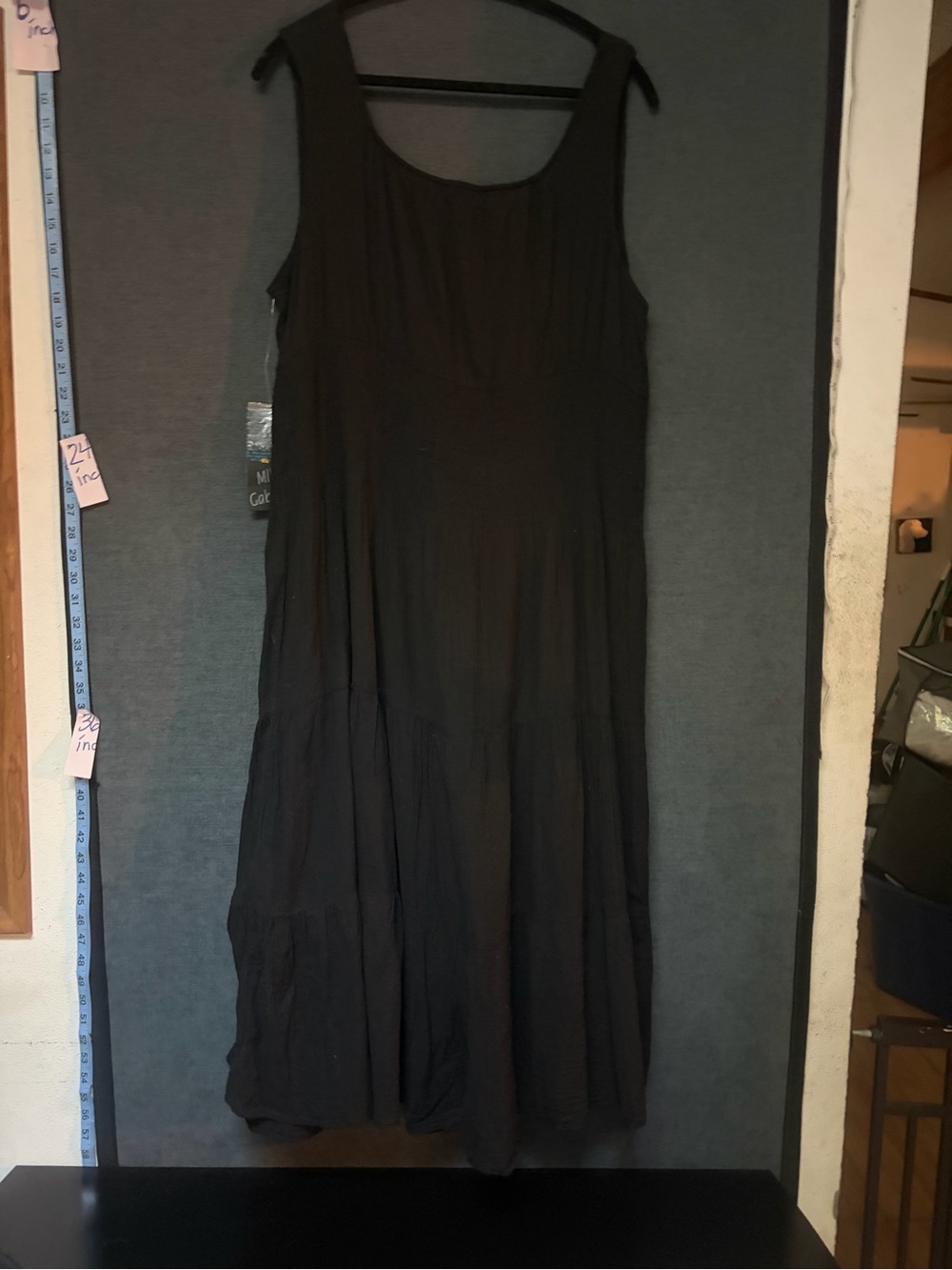 Mlle Gabrielle Black Sleeveless Tiered Maxi Dress